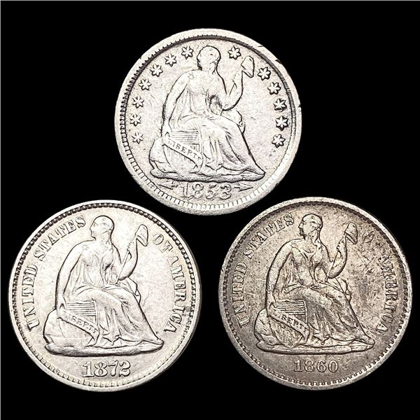 1853-1872 [3] Seated Liberty Half Dime CLOSELY UNCIRCULATED