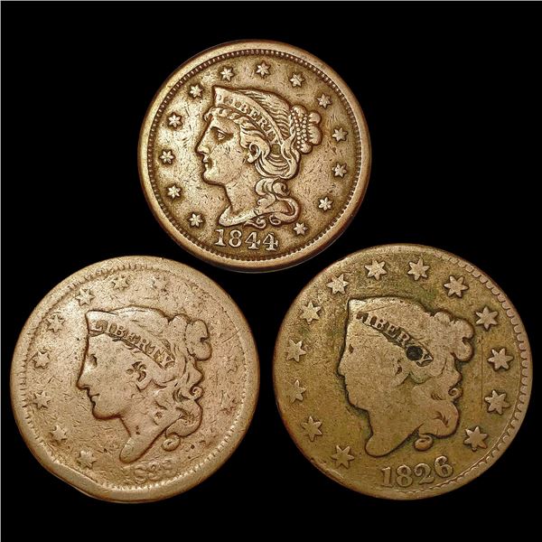 1826-1844 [3] Copper Type Coin Lot HIGH GRADE