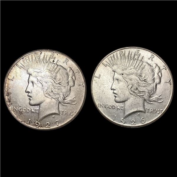 1926-1927 [2] Silver Peace Dollar HIGH GRADE
