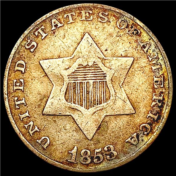 1853 Silver Three Cent NICELY CIRCULATED