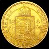 Image 2 : 1888 .0933oz Gold 4 Florin Hungary CLOSELY UNCIRCULATED