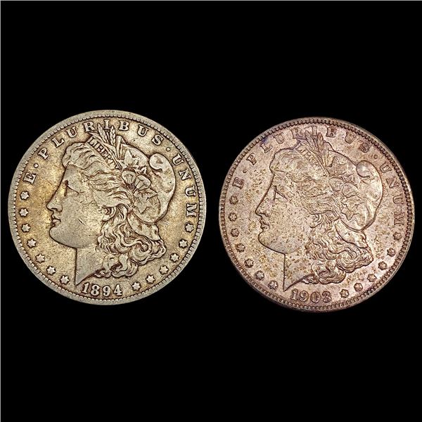 [2] 1903-P&1894-O Morgan Silver Dollar CLOSELY UNCIRCULATED