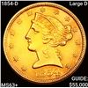 Image 1 : 1854-D Large D $5 Gold Half Eagle CHOICE BU+