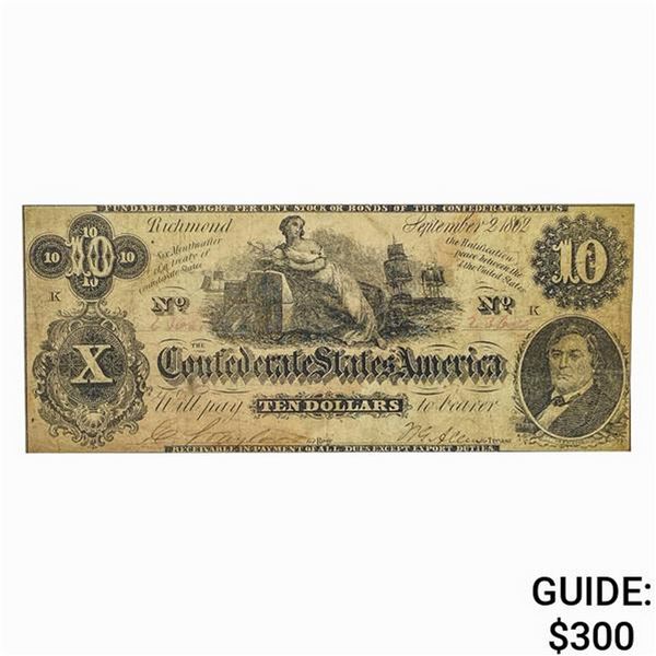 1862 $10 Confederate States Note