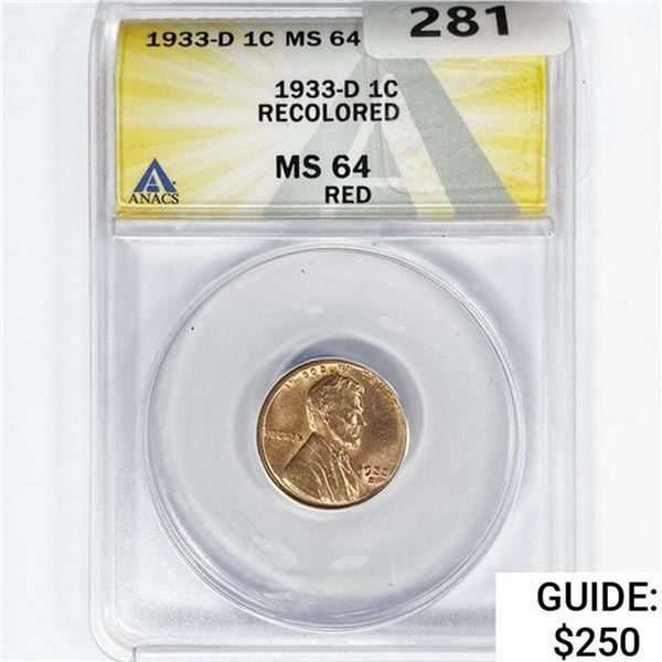 1933-D Wheat Cent ANACS MS64 RED