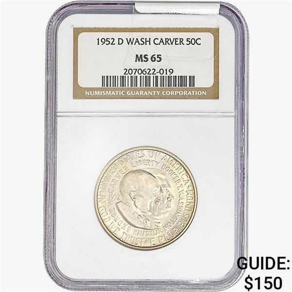 1952-D Washington Carver Half Dollar NGC MS65