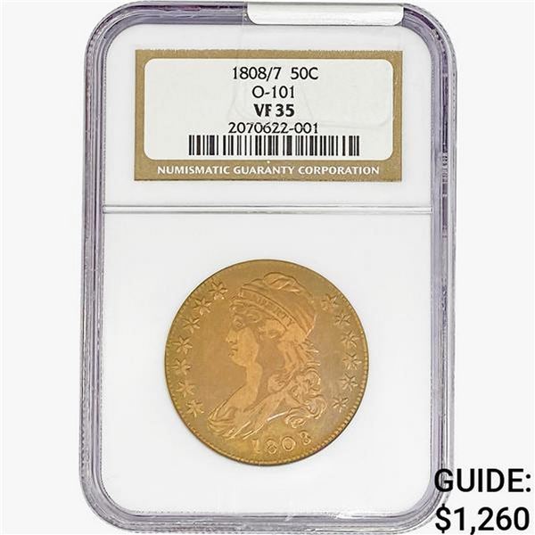 1808/ 7 Capped Bust Half Dollar NGC VF35 O--101