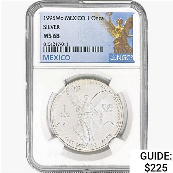 1995Mo 1oz. Silver Mexicanos Onza NGC MS68