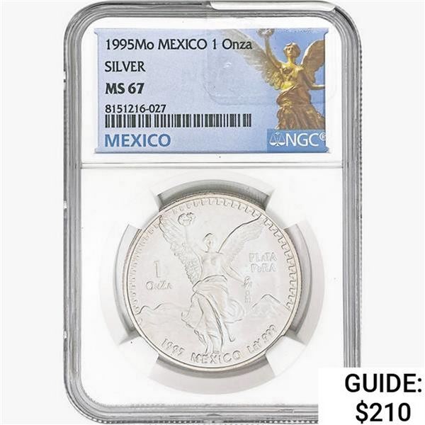 1995Mo 1oz. Silver Mexicanos Onza NGC MS67