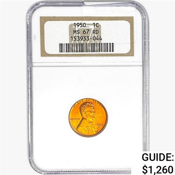 1950 Wheat Cent NGC MS67 RD