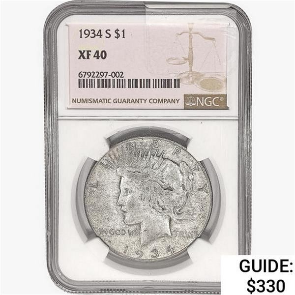 1934-S Silver Peace Dollar NGC XF40