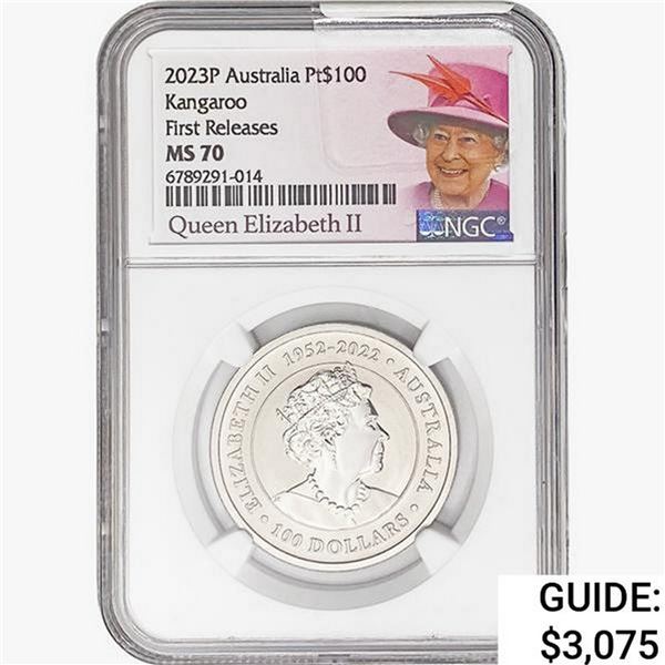2023P 1oz. Pt $100 Australia Kangaroo NGC MS70 FR