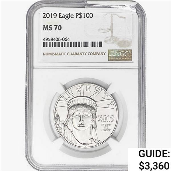 2019 1oz. Platinum $100 Eagle NGC MS70