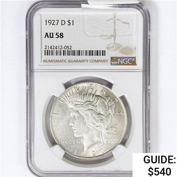 1927-D Silver Peace Dollar NGC AU58
