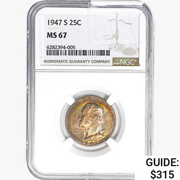 1947-S Washington Silver Quarter NGC MS67