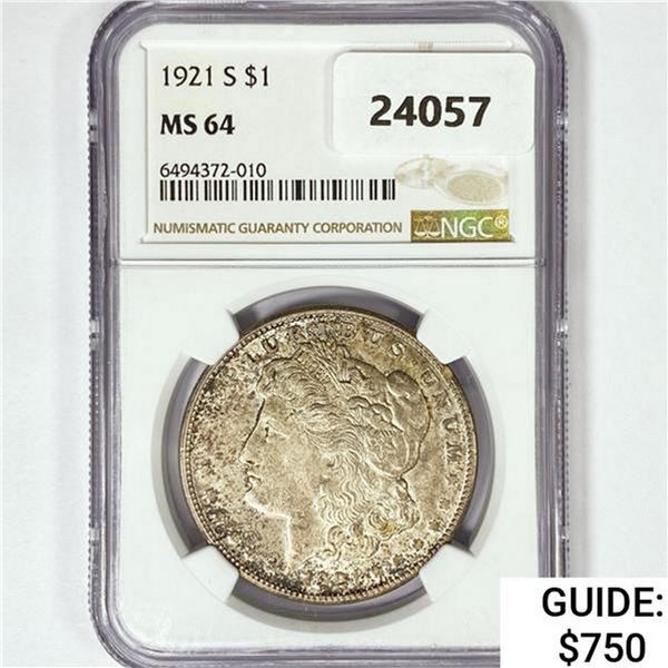 1921-S Morgan Silver Dollar NGC MS64
