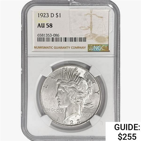1923-D Silver Peace Dollar NGC AU58