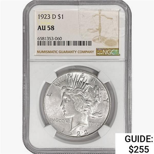 1923-D Silver Peace Dollar NGC AU58