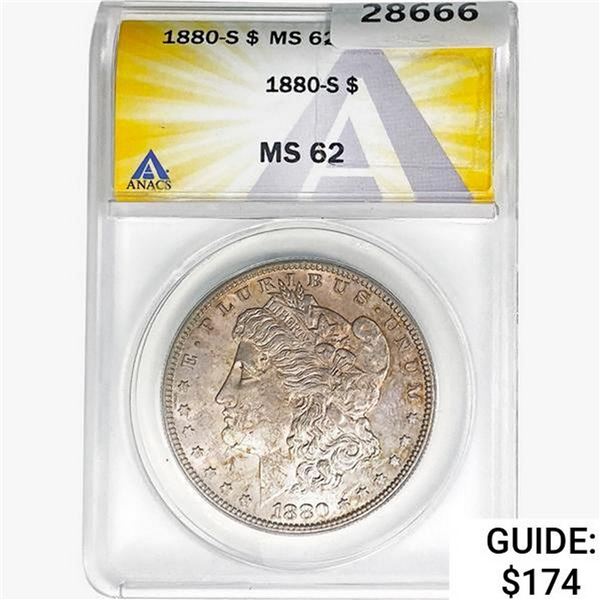 1880-S Morgan Silver Dollar ANACS MS62