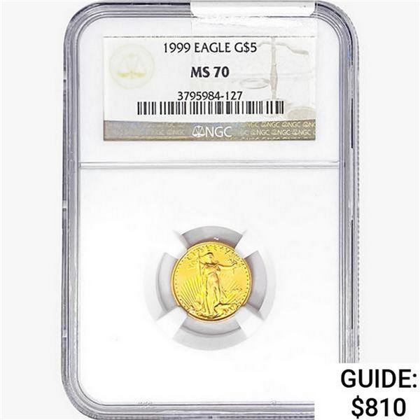1999 1/10oz $5 AGE NGC MS70