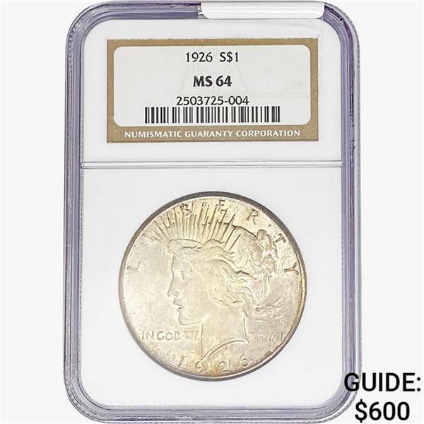 1926 Silver Peace Dollar NGC MS64