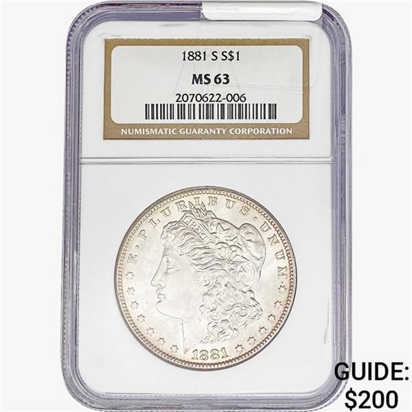1881-S Morgan Silver Dollar NGC MS63