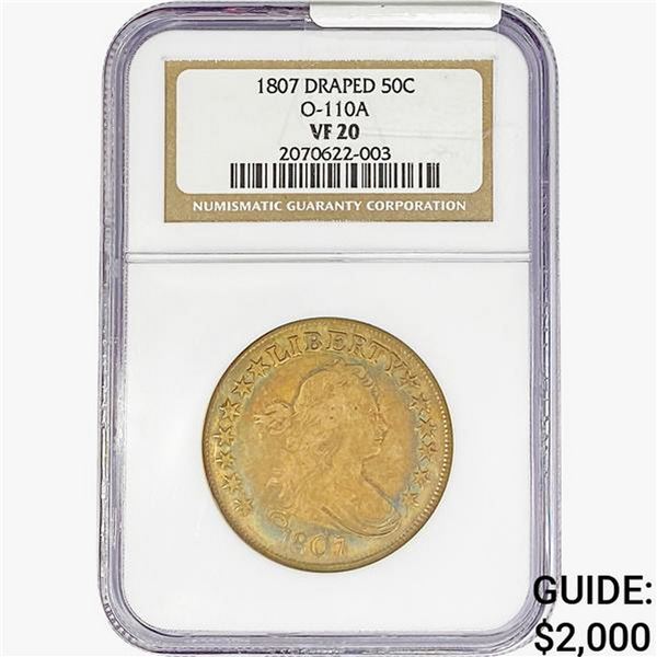 1807 Draped Bust Half Dollar NGC VF20 O-110A