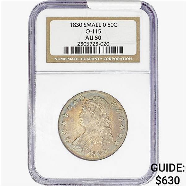 1830 Capped Bust Half Dollar NGC AU50 O-115 Sm 0