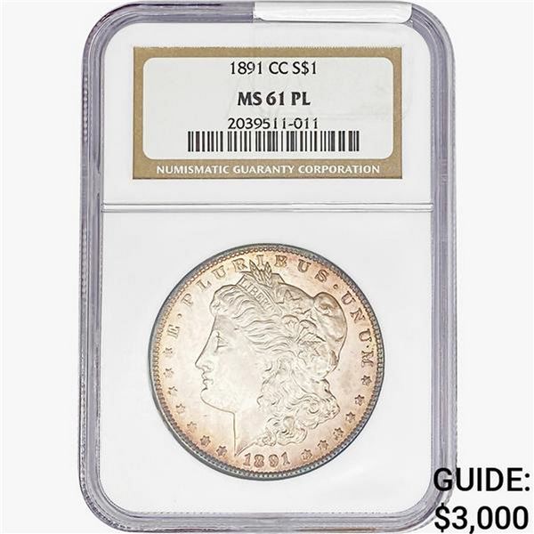 1891-CC Morgan Silver Dollar NGC MS61 PL