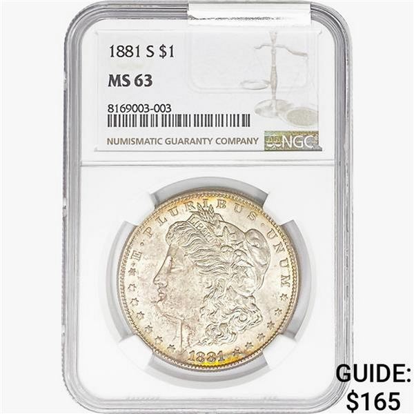 1881-S Morgan Silver Dollar NGC MS63