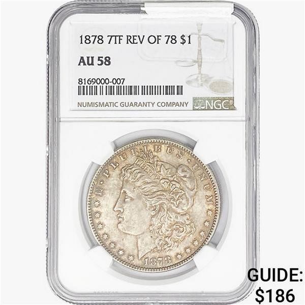 1878 REV78 Morgan Silver Dollar NGC AU58