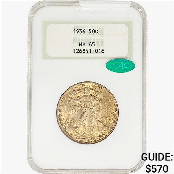 1936 CAC Walking Liberty Half Dollar NGC MS65