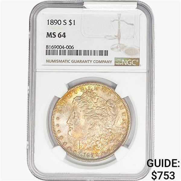 1890-S Morgan Silver Dollar NGC MS64