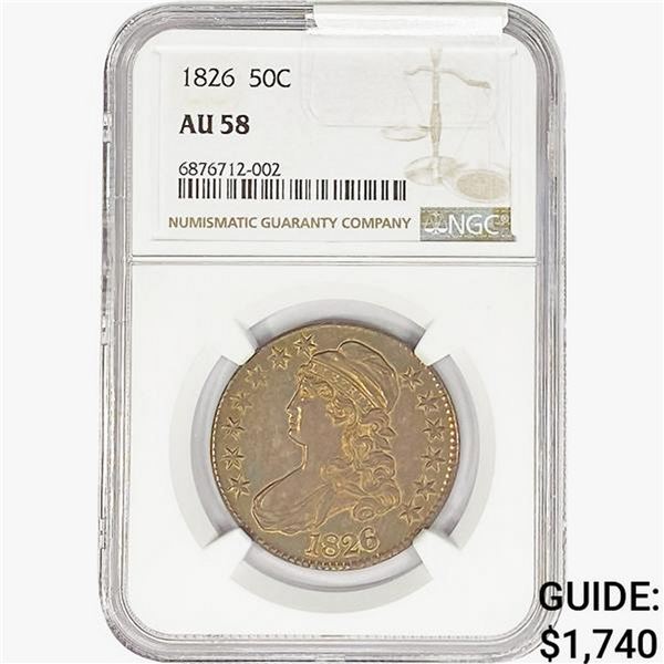 1826 Capped Bust Half Dollar NGC AU58