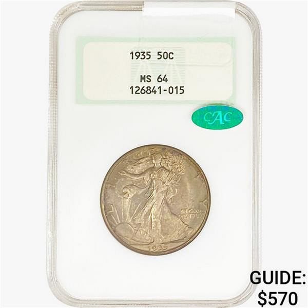1935 CAC Walking Liberty Half Dollar NGC MS64