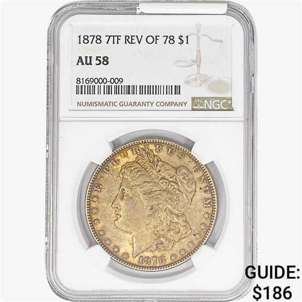 1878 REV78 Morgan Silver Dollar NGC AU58