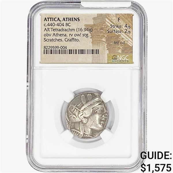 440-404 BC Athens Silver Owl Tetradrachm NGC