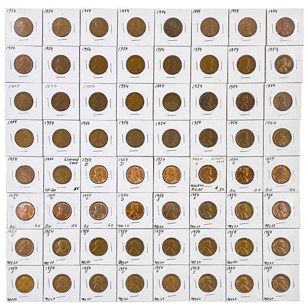 [315] 1954-1958-D Lincoln Wheat Cents COLL.