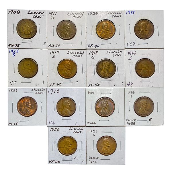 [14] 1908-1925 Indian / Lincoln Cent Lot