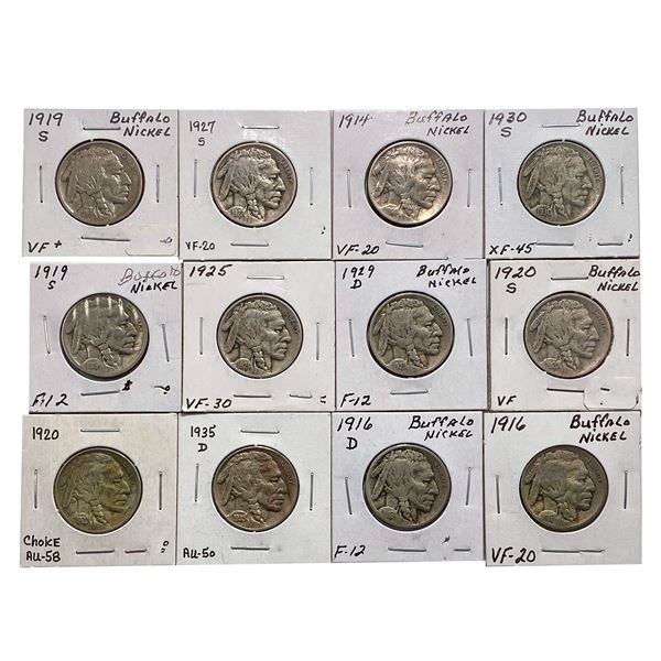 [12] 1914-1935 Buffalo Nickel Lot