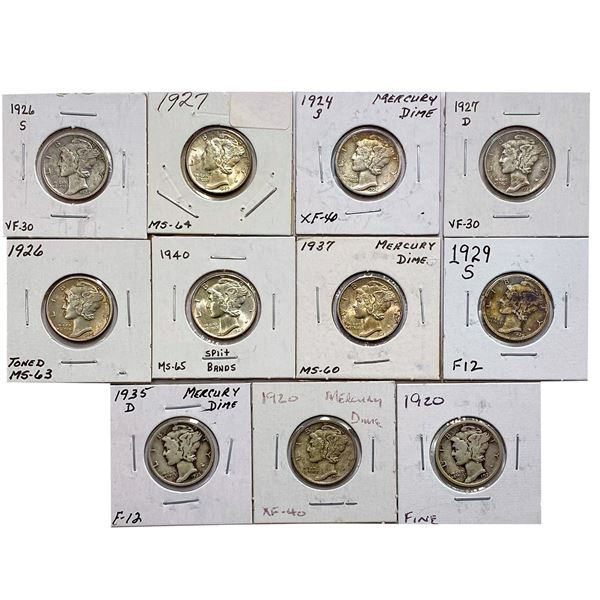 [11] 1920-1940 Mercury Dime Lot
