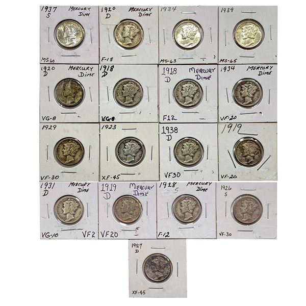 [17] 1923-1939 Mercury Dime Lot