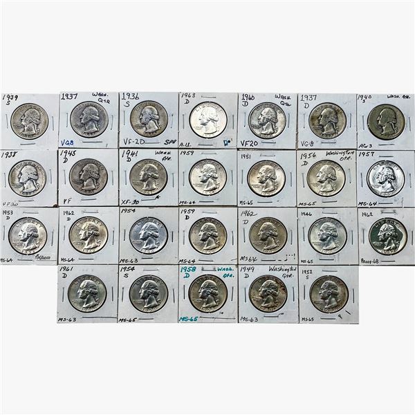 [26] 1937-1963 Washington Quarter 25c Lot