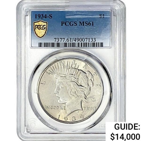 1934-S Silver Peace Dollar PCGS MS61