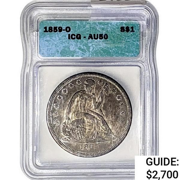 1859-O Seated Liberty Dollar ICG AU50