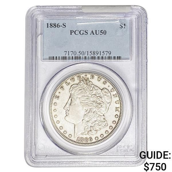 1886-S Morgan Silver Dollar PCGS AU50