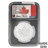 Image 1 : 2020-W 1oz Silver $5 Burnished Canada Maple Leaf NGC MS70