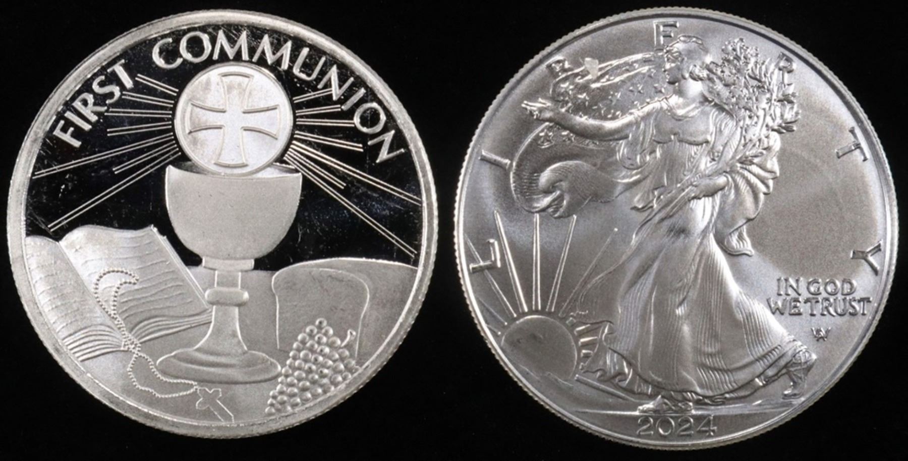 1 OZ .999 SILVER 2024 FIRST COMMUNION & 2024 ASE