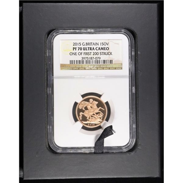 2015 GB 1SOV GOLD PROOF COIN NGC PF70