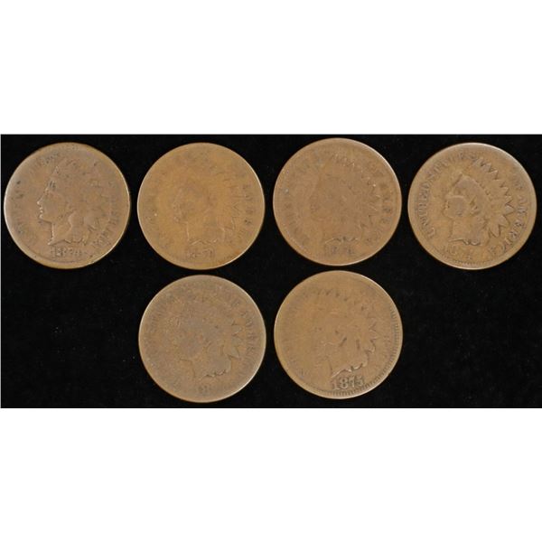 (4) 1874 AG & (2) 1875 GOOD INDIAN CENTS